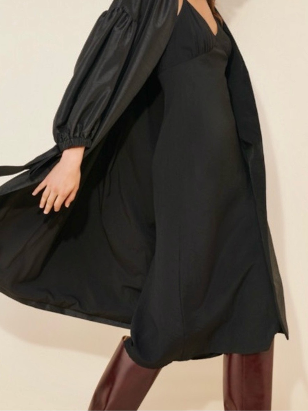 NWOT Sz Med Black Taffeta Opera Coat by Hutch